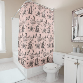 Boston Toile Roze en Zwart Douchegordijn