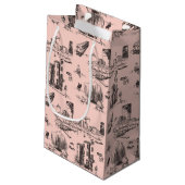 Boston Toile Roze en Zwart Klein Cadeauzakje (Achterkant Gekanteld)