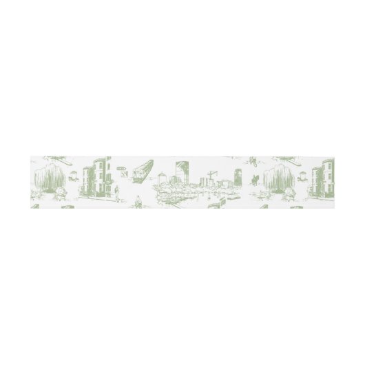 Boston Toile Sage Green Invitation Belly Band Uitnodigingen Wikkel (Vlak)