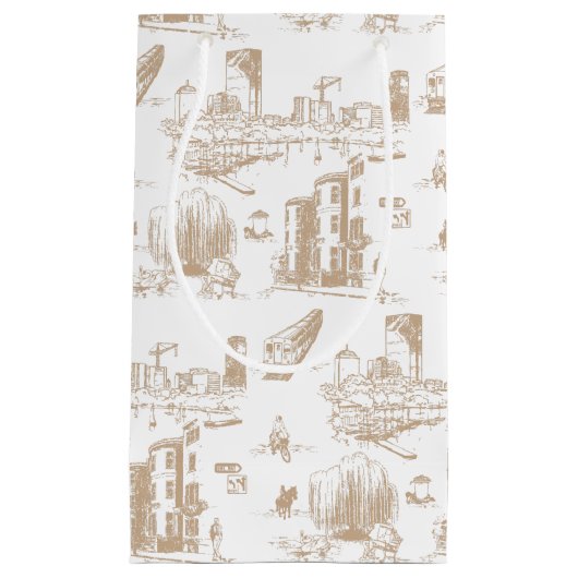 Boston Toile Tan and White Klein Cadeauzakje (Voorkant)