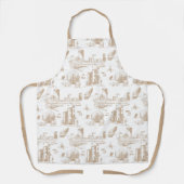 Boston Toile Tan en wit Schort (Voorkant)
