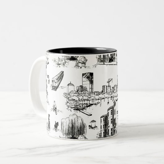Boston Toile Tweekleurige Koffiemok (Voorkant links)