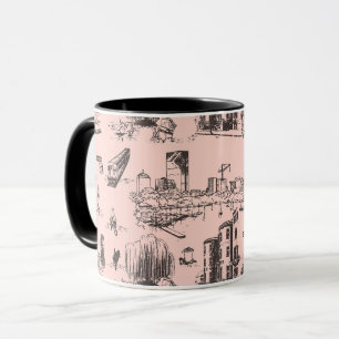 Boston Toile Zwart en Roze Mok