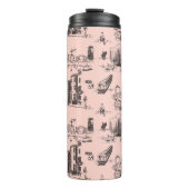 Boston Toile Zwart en Roze Thermosbeker (Voorkant)
