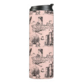 Boston Toile Zwart en Roze Thermosbeker (Gedraaid links)