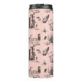 Boston Toile Zwart en Roze Thermosbeker (Achterkant)