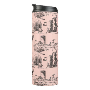 Boston Toile Zwart en Roze Thermosbeker