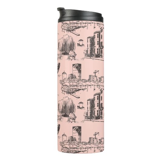 Boston Toile Zwart en Roze Thermosbeker (Geroteerd rechts)
