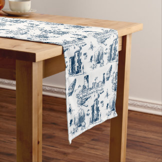Boston Toile Zwart-wit Korte Tafelloper