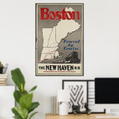 Boston Train Vintage Travel Poster en Retro Prints (Thuiskantoor)