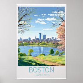 Boston Travel Poster - Massachusetts Wall Art