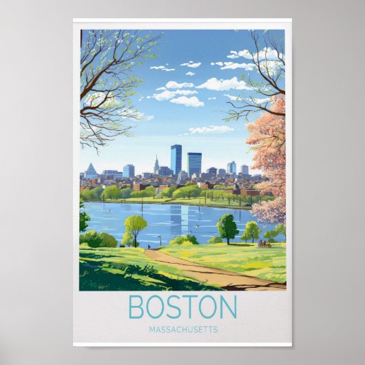 Boston Travel Poster - Massachusetts Wall Art (Voorkant)