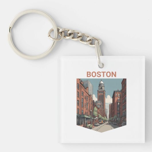 Boston Traveller Een heerlijk cadeau idee Sleutelhanger (voorkant)
