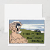 Boston Trolley Vintage Poster herstelde Briefkaart (Voorkant / Achterkant)