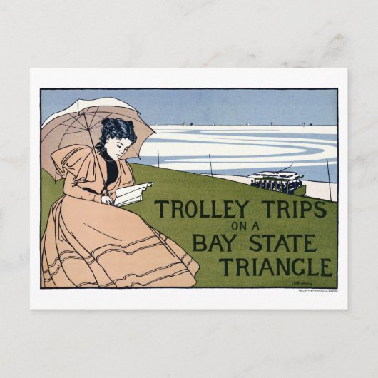Boston Trolley Vintage Poster herstelde Briefkaart (Voorkant)