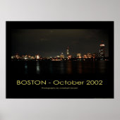 Boston - uitzicht van Panorama 's nachts Poster (Voorkant)
