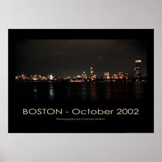 Boston - uitzicht van Panorama 's nachts Poster (Voorkant)