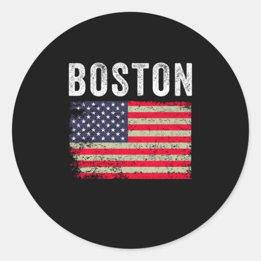 Boston USA American Flag Ronde Sticker (Voorkant)