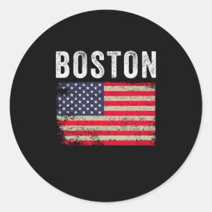 Boston USA American Flag Ronde Sticker
