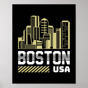 Boston USA Silhouette Grafisch Moderne Stedelijk Poster