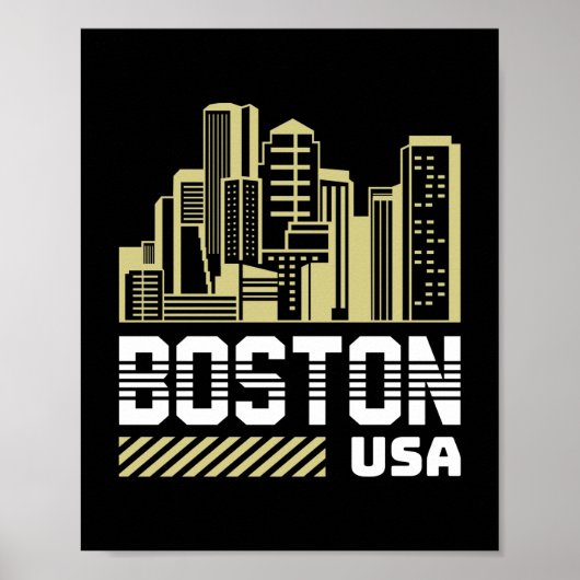 Boston USA Silhouette Grafisch | Moderne Stedelijk Poster (Voorkant)