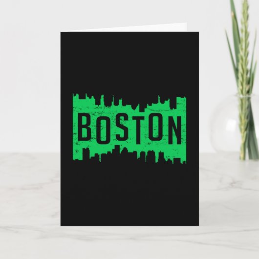 Boston USA Stad Stadssilhouet Skyline Grappig Cade Kaart (Voorkant)