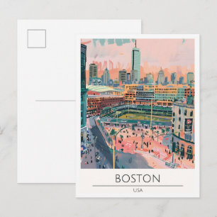 Boston USA Vintage Kunst Illustratie Reizen Briefkaart