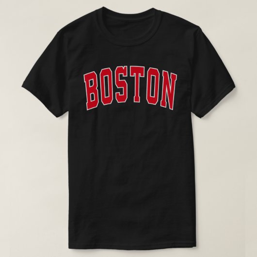 Boston Varsity Style Red Text T-Shirt (Design voorkant)
