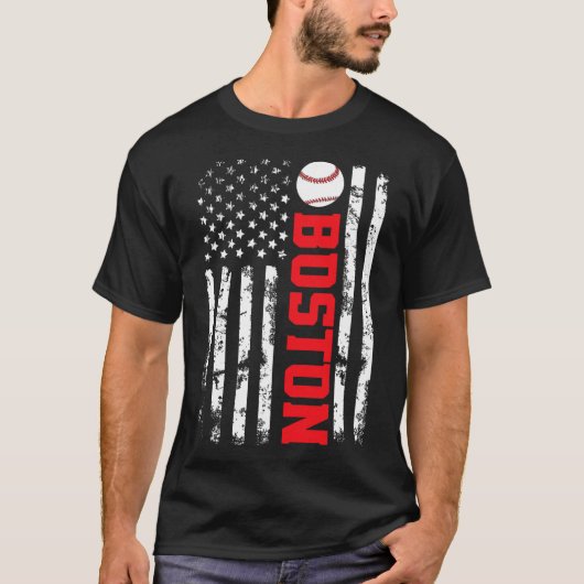 Boston Verkoop Usa Vlag T-shirt (Voorkant)