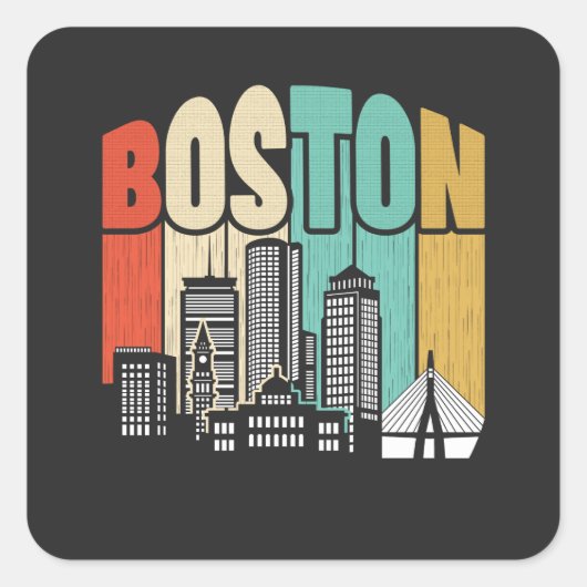 Boston Vierkante Sticker (Voorkant)