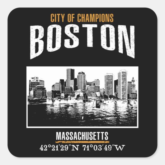 Boston Vierkante Sticker (Voorkant)