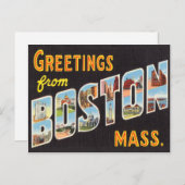 Boston Vintage Travel Briefkaart teruggezet (Voorkant / Achterkant)