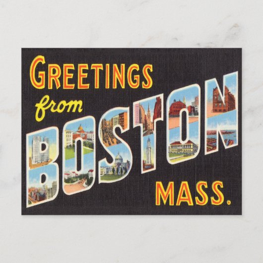 Boston Vintage Travel Briefkaart teruggezet (Voorkant)
