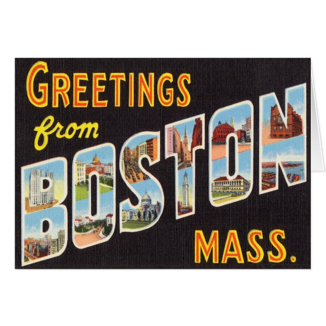 Boston Vintage Travel Briefkaart teruggezet (Voorkant Horizontaal)