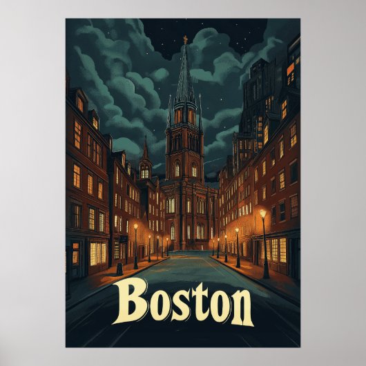 Boston Vintage Travel Poster (Voorkant)