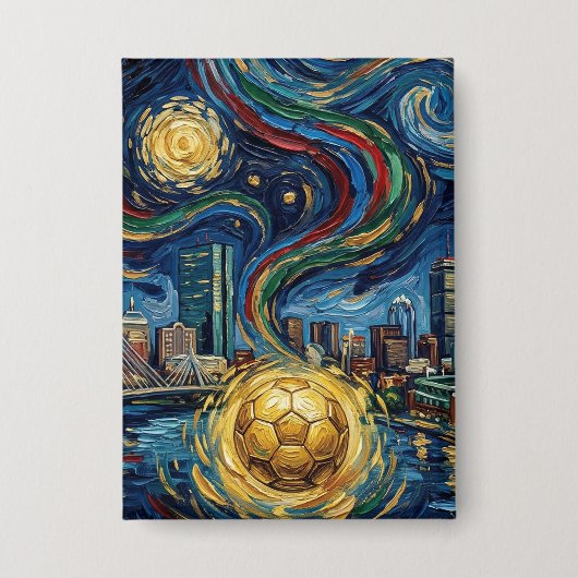 Boston Voetbal Kunst 2026 Skyline Stadion Ontwerp Button (Voorkant)
