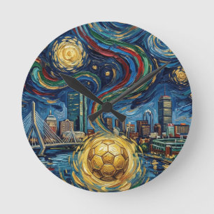Boston Voetbal Kunst 2026 Skyline Stadion Ontwerp Ronde Klok