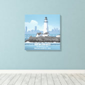 Boston vuurtoren canvas afdruk (Insitu (Houten vloer))