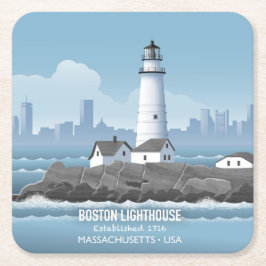 Boston vuurtoren kartonnen onderzetters
