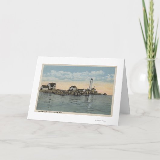 Boston, Vuurtoren MABoston bij de Haven van Boston Kaart (Voorkant)