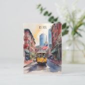 Boston waterverf kunst briefkaart (Staand voorkant)