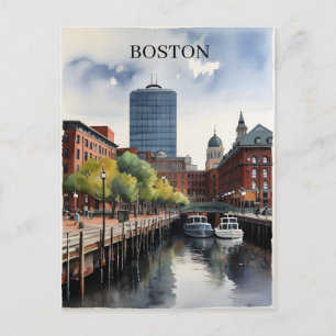 Boston waterverf kunst briefkaart
