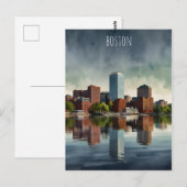 Boston waterverf kunst briefkaart (Voorkant / Achterkant)