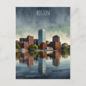Boston waterverf kunst briefkaart (Voorkant)