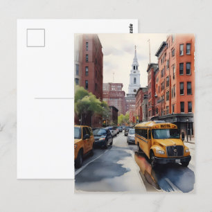 Boston waterverf kunst briefkaart