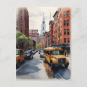 Boston waterverf kunst briefkaart (Voorkant)