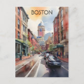 Boston waterverf kunst briefkaart (Voorkant)