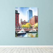 Boston waterverf kunst canvas afdruk (Insitu (Houten vloer))