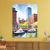 Boston waterverf kunst canvas afdruk (Insitu (Woonkamer))