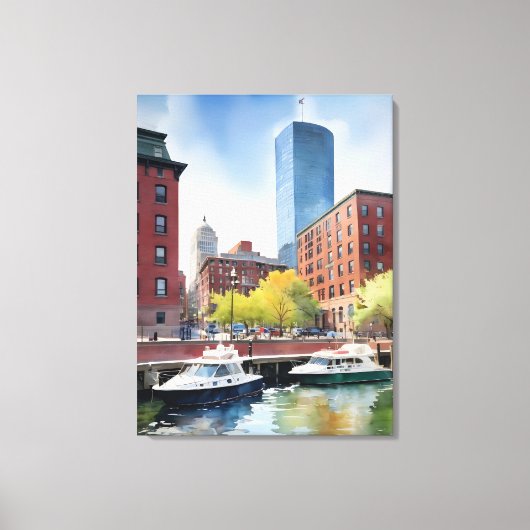 Boston waterverf kunst canvas afdruk (Voorkant)